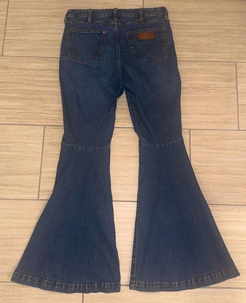 Wrangler High Rise Flare Jeans Blue Denim 31X34 cowgirls 5