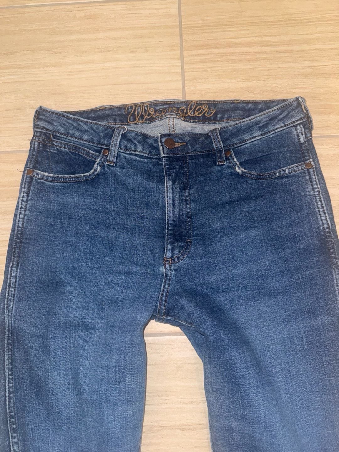 Wrangler High Rise Flare Jeans Blue Denim 31X34 cowgirls 4
