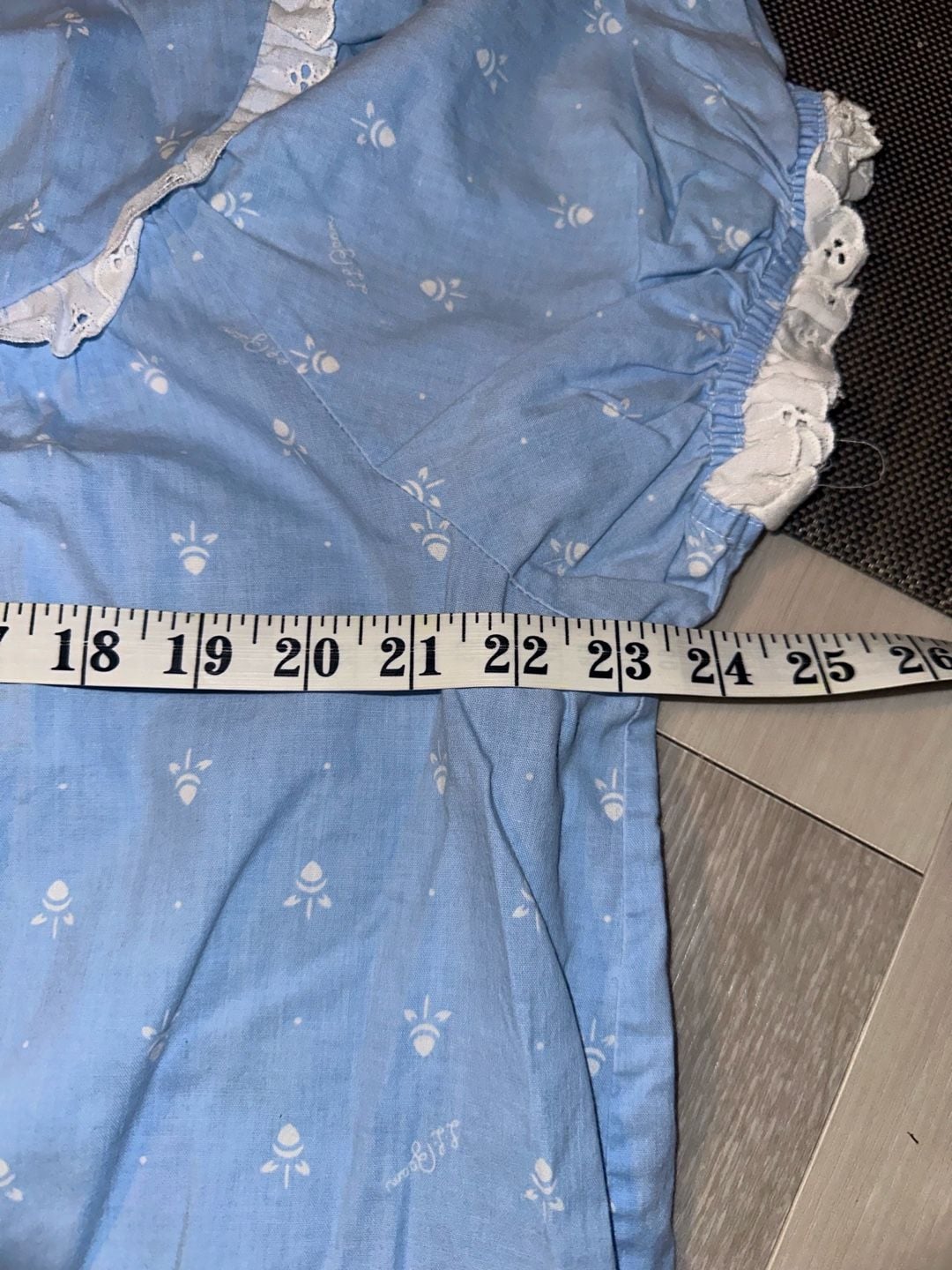 Made in USA L.L. Bean Nightgown Size XL Blue Floral Cotton Lace Prairie Sleepwear 5