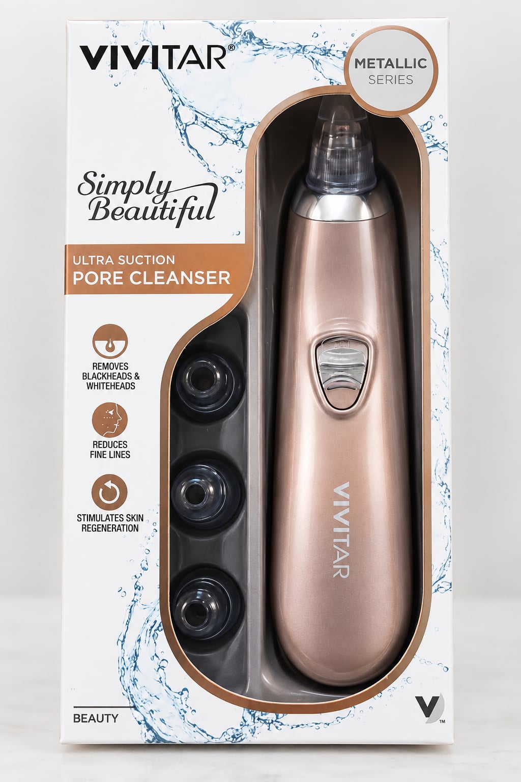 Vivitar Ultra Suction Facial Pore Cleanser - Electric Blackhead Remover Vacuum - Dirt and Oil Extractor Tool with 4 Attachments - Blue or Rose Gold - .com 1