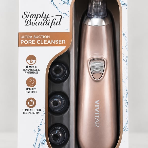 Vivitar Ultra Suction Facial Pore Cleanser - Electric Blackhead Remover Vacuum - Dirt and Oil Extractor Tool with 4 Attachments - Blue or Rose Gold - .com