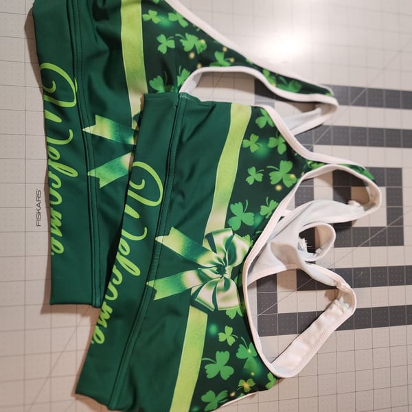 St. Patrick's Day Bikini Set Size M Green Shamrock Two-Piece Swimsuit