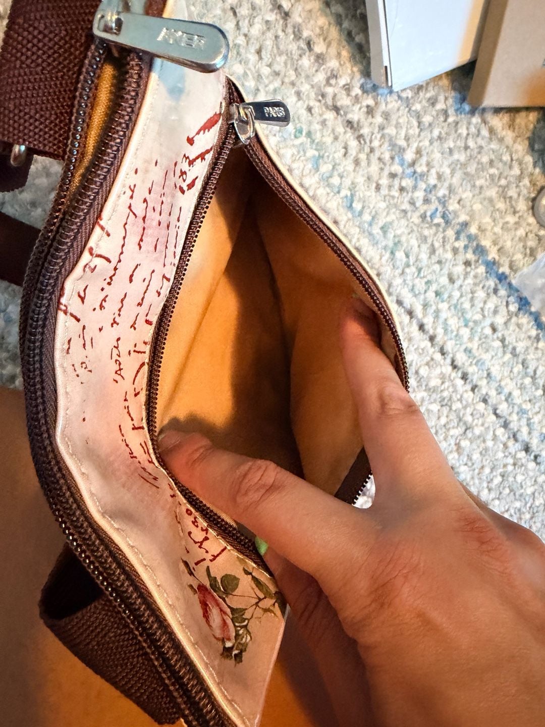 Aker Paris Print Crossbody Purse Vinyl Multi Compartment 5