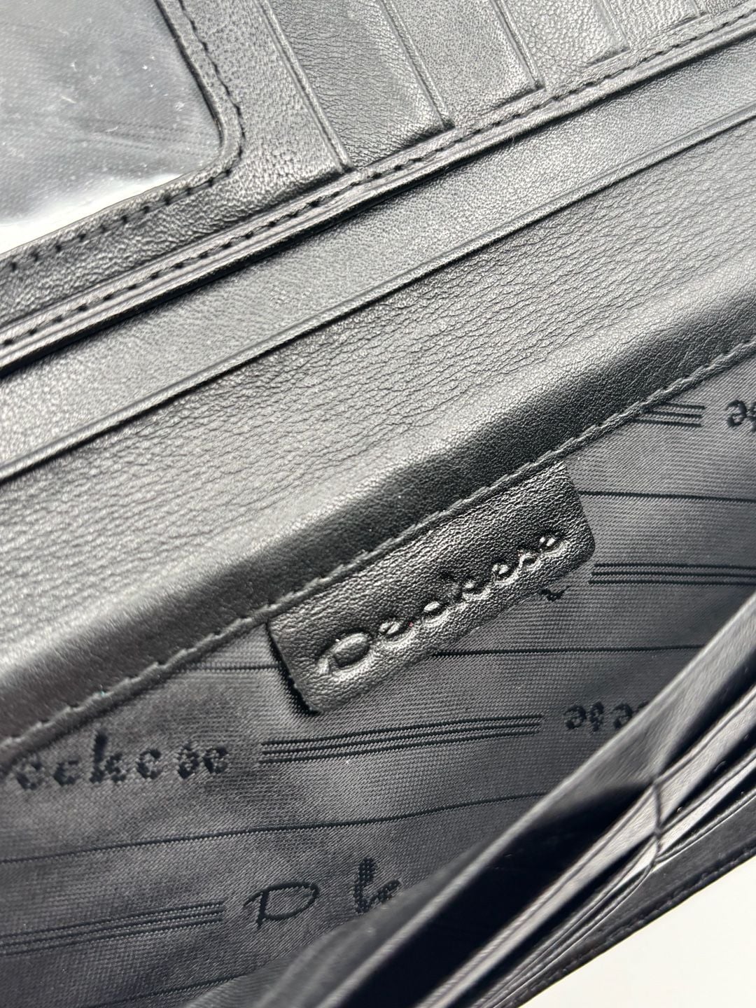 Deckese Black Leather Long Wallet Silver Tone Trim Checkbook Wallet 9