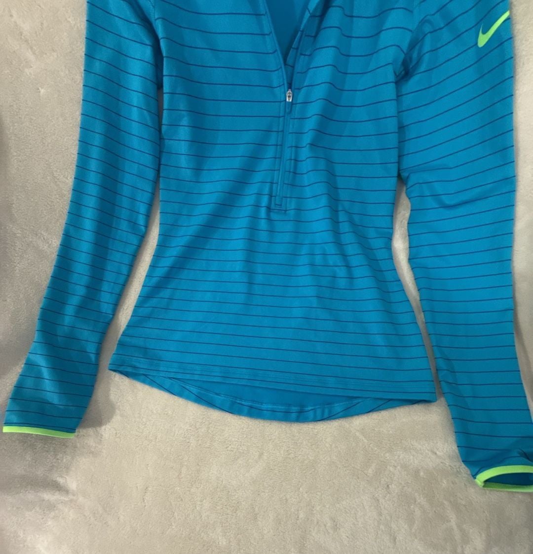 Nike Pro Dri Fit Pullover 1/2 Zip Blue M Running Cross Fit hyper warm 4