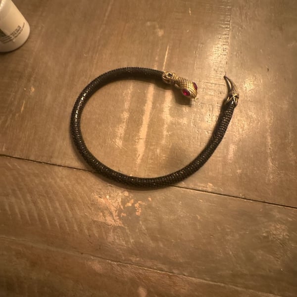 Roberto Cavalli Snake Choker Necklace Black Gold Red
