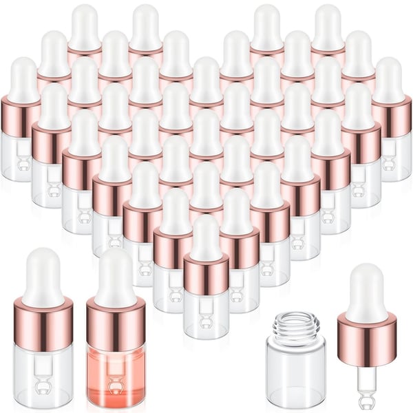 Didaey 100 Pcs Mini Glass Oil Dropper Bottle Bulk, 2 ml Pink Rose Gold Essential Small Empty Bottles Sample Containers Perfume Liquid Vials with Cap for Traveling : : Industrial and Scientific