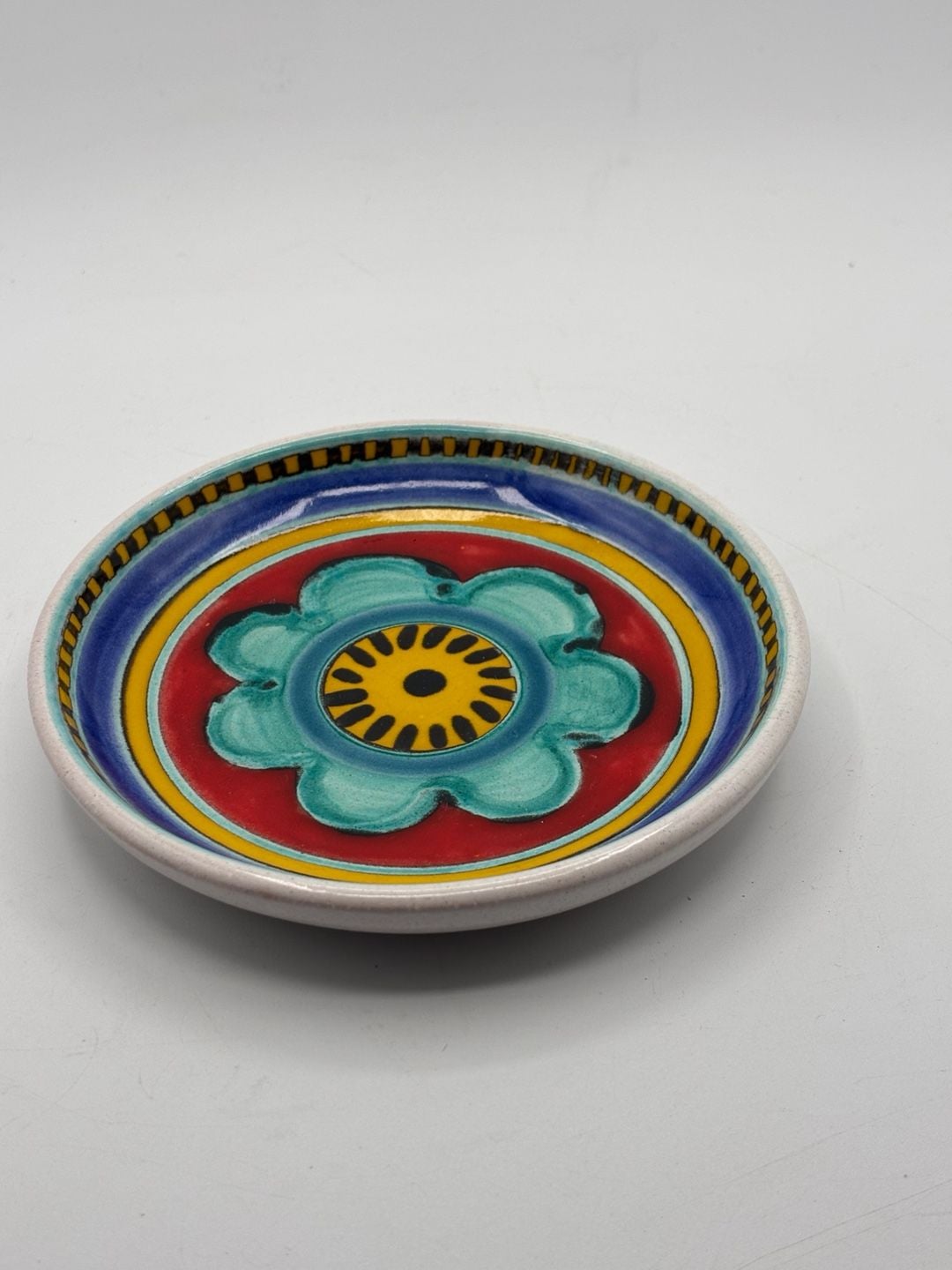Desimone Italy Ceramic Dish Hand Painted Flower Motif 6.5 Inch 1