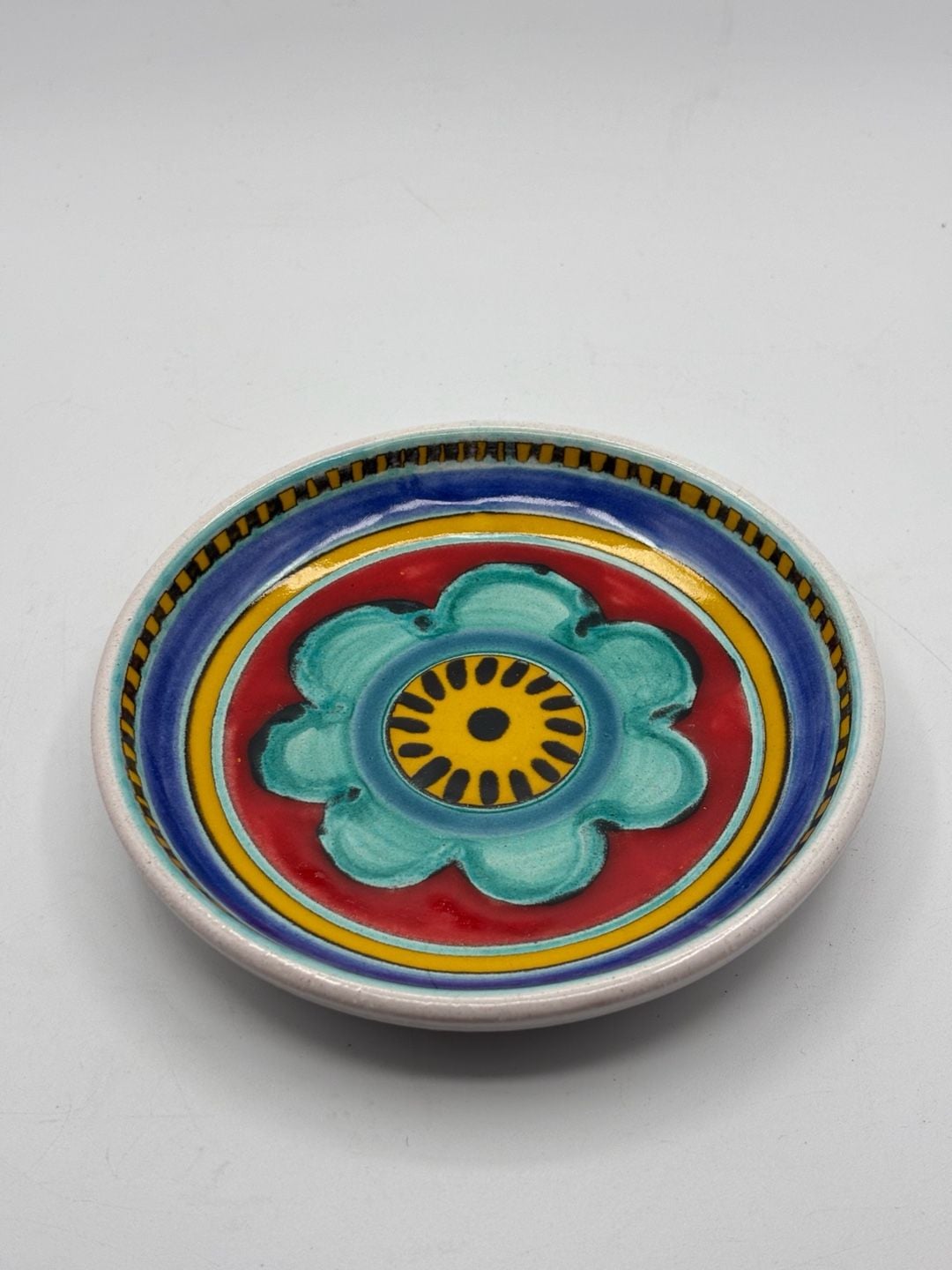 Desimone Italy Ceramic Dish Hand Painted Flower Motif 6.5 Inch 2