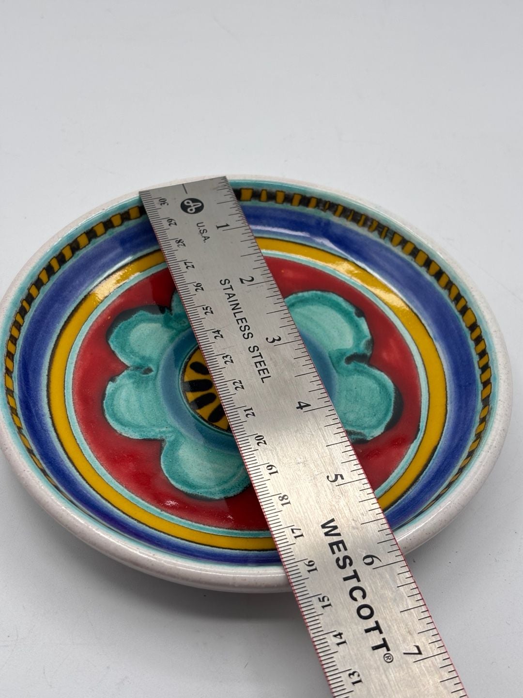 Desimone Italy Ceramic Dish Hand Painted Flower Motif 6.5 Inch 5