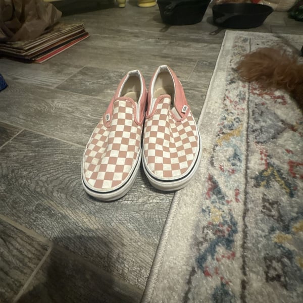 Vans Checkerboard Slip-On Pink White Canvas Shoes