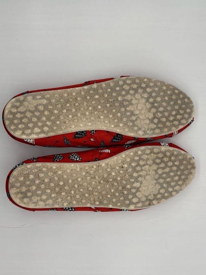 TOMS Classic Alpargata Size 8 Red Umbrella Print Canvas Flats 7