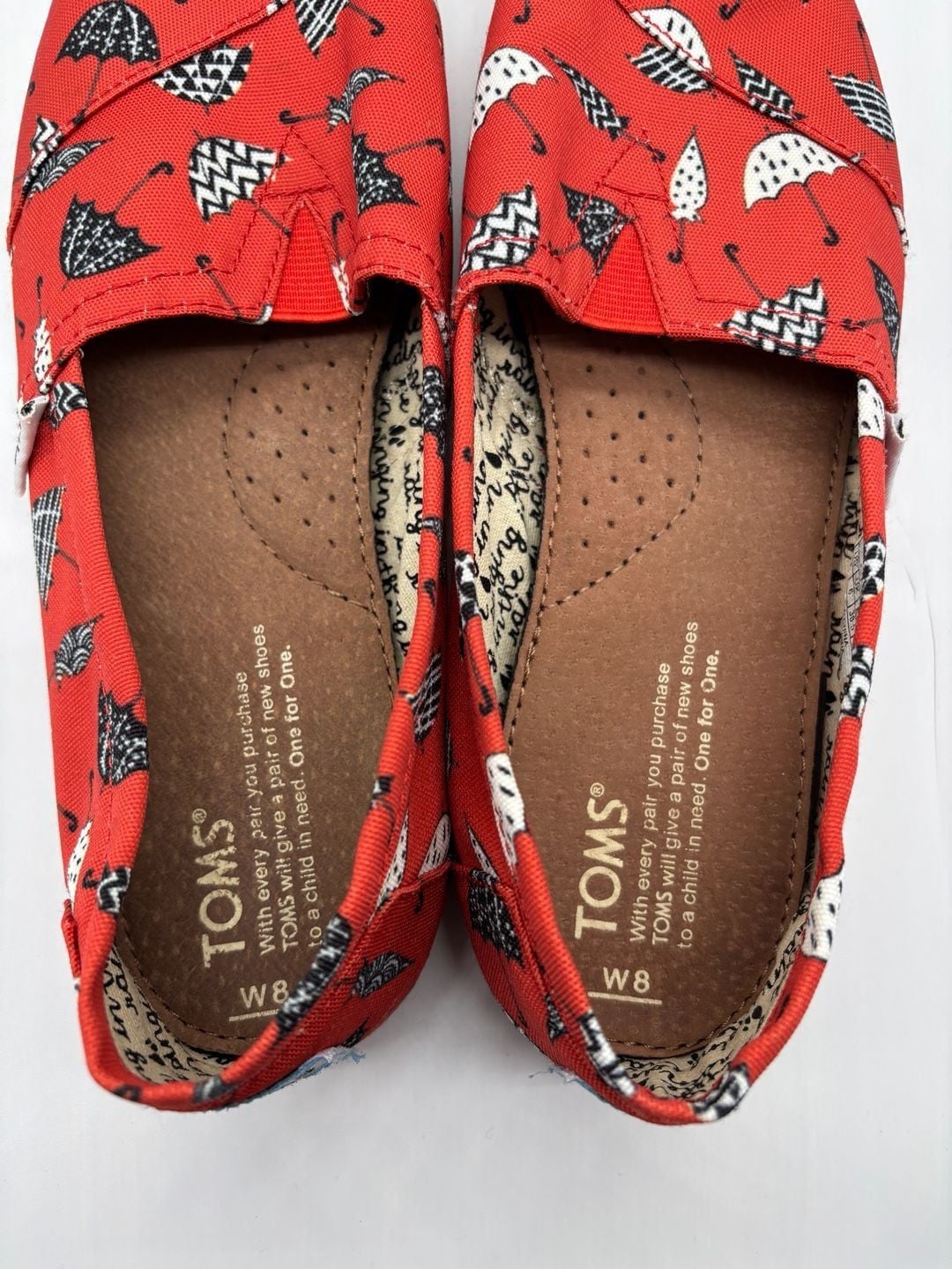 TOMS Classic Alpargata Size 8 Red Umbrella Print Canvas Flats 8