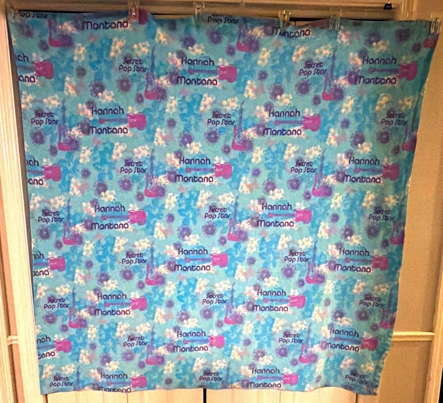 Hannah Montana Secret Pop Star Fleece Throw Blanket Blue Purple Pink Floral Soft 1