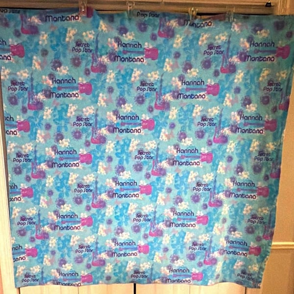 Hannah Montana Secret Pop Star Fleece Throw Blanket Blue Purple Pink Floral Soft