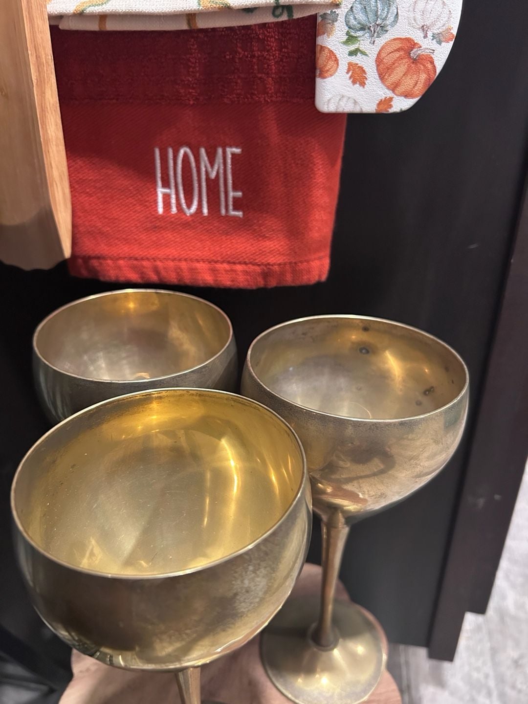 Leonard Wine Goblets E.P.N.S. Set of 3 Brass Chalice Cups 3
