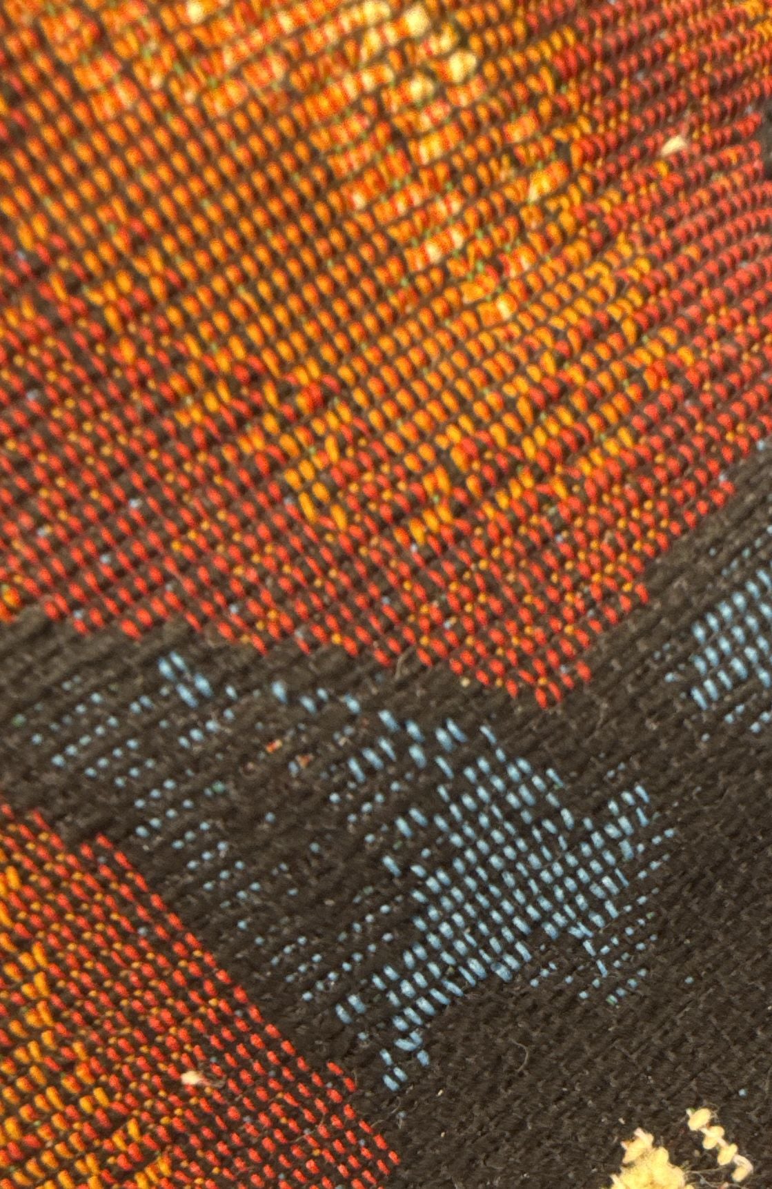 Woven Tapestry Pumpkin Black Cat Pillow 14x10 Halloween Primitive Folk Art Vtg 3