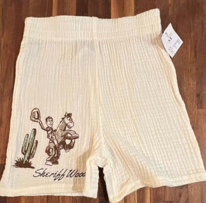 Toy Story Sheriff Woody Shorts Size 5T Cream Gauze 1