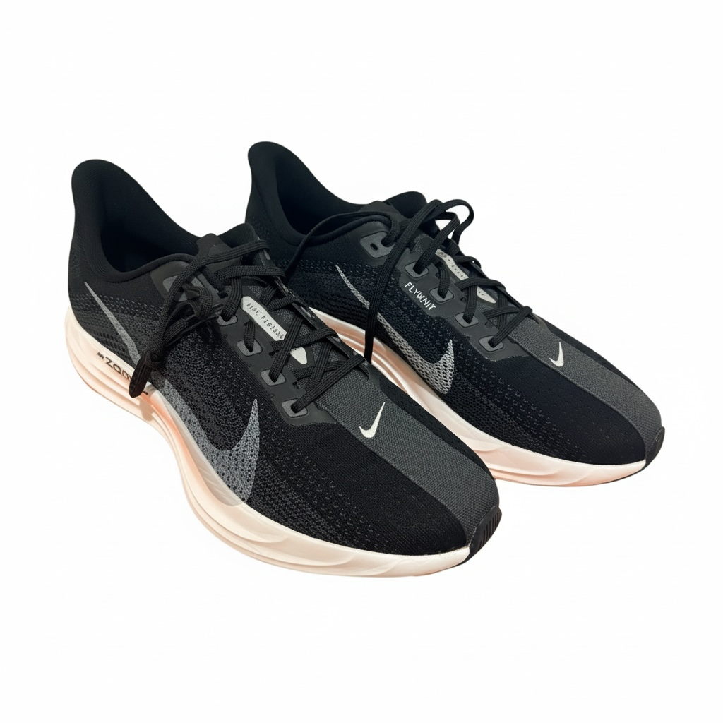 Nike ZoomX Pegasus Plus Size 12.5 Black Pure Platinum Flyknit 2