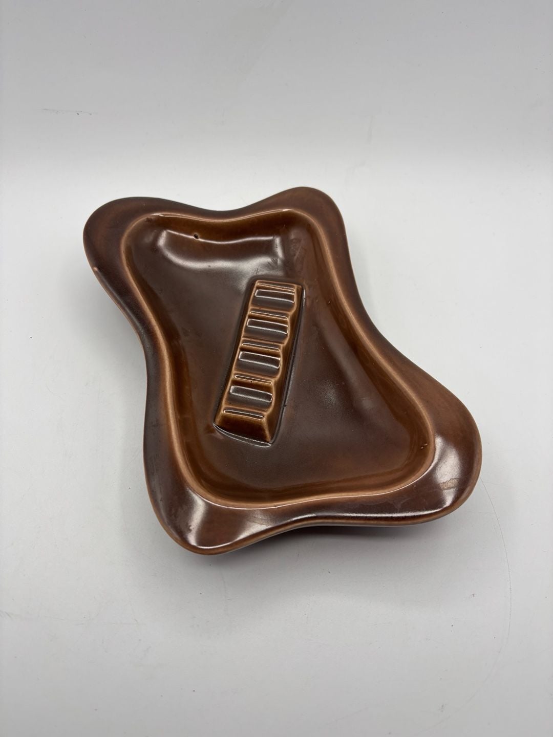 Vintage McCoy Pottery Brown Glaze Mid-Century Modern Ashtray USA 1