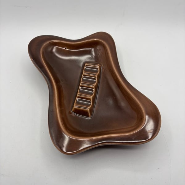 Vintage McCoy Pottery Brown Glaze Mid-Century Modern Ashtray USA