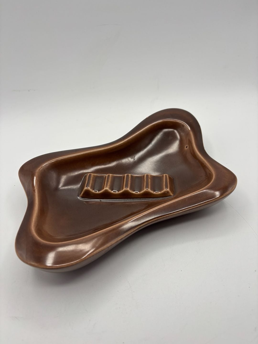 Vintage McCoy Pottery Brown Glaze Mid-Century Modern Ashtray USA 3