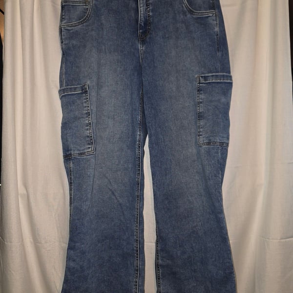 KUT from the Kloth Jodi Fab Ab Wide Leg Jeans Size 14W