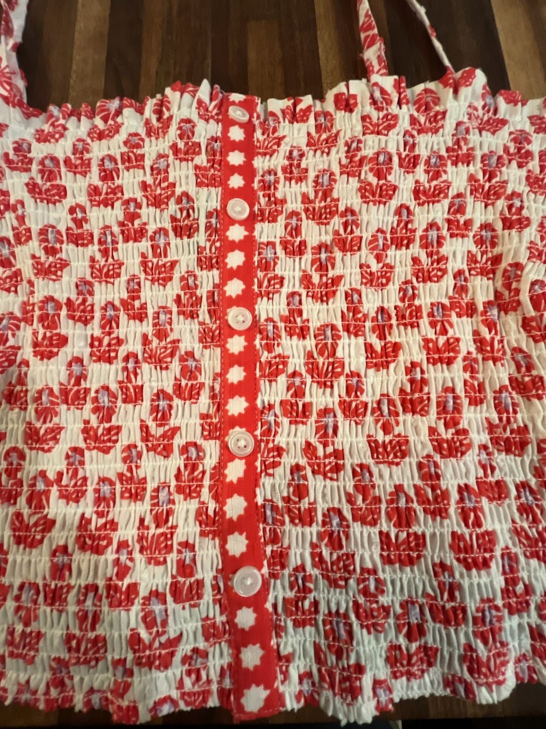 Roller Rabbit Tank Size XXL Red Lavender Floral Smocked 3