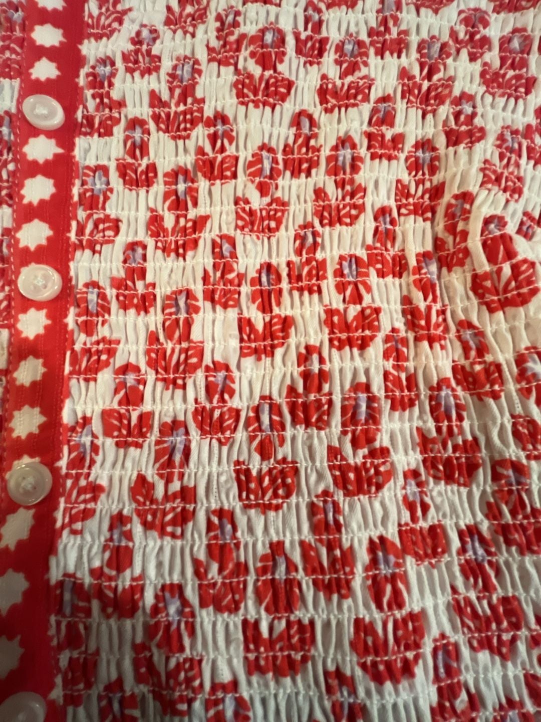 Roller Rabbit Tank Size XXL Red Lavender Floral Smocked 4