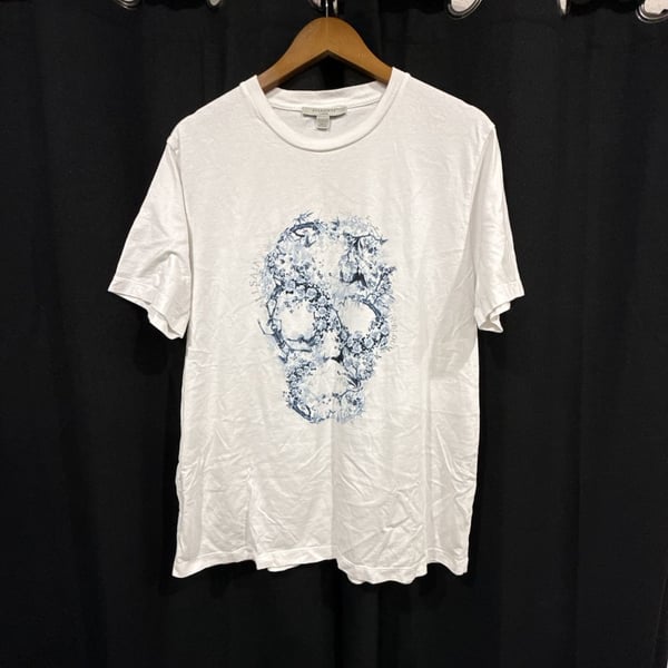 AllSaints Floral Skull Graphic T-Shirt Size Large White Cotton