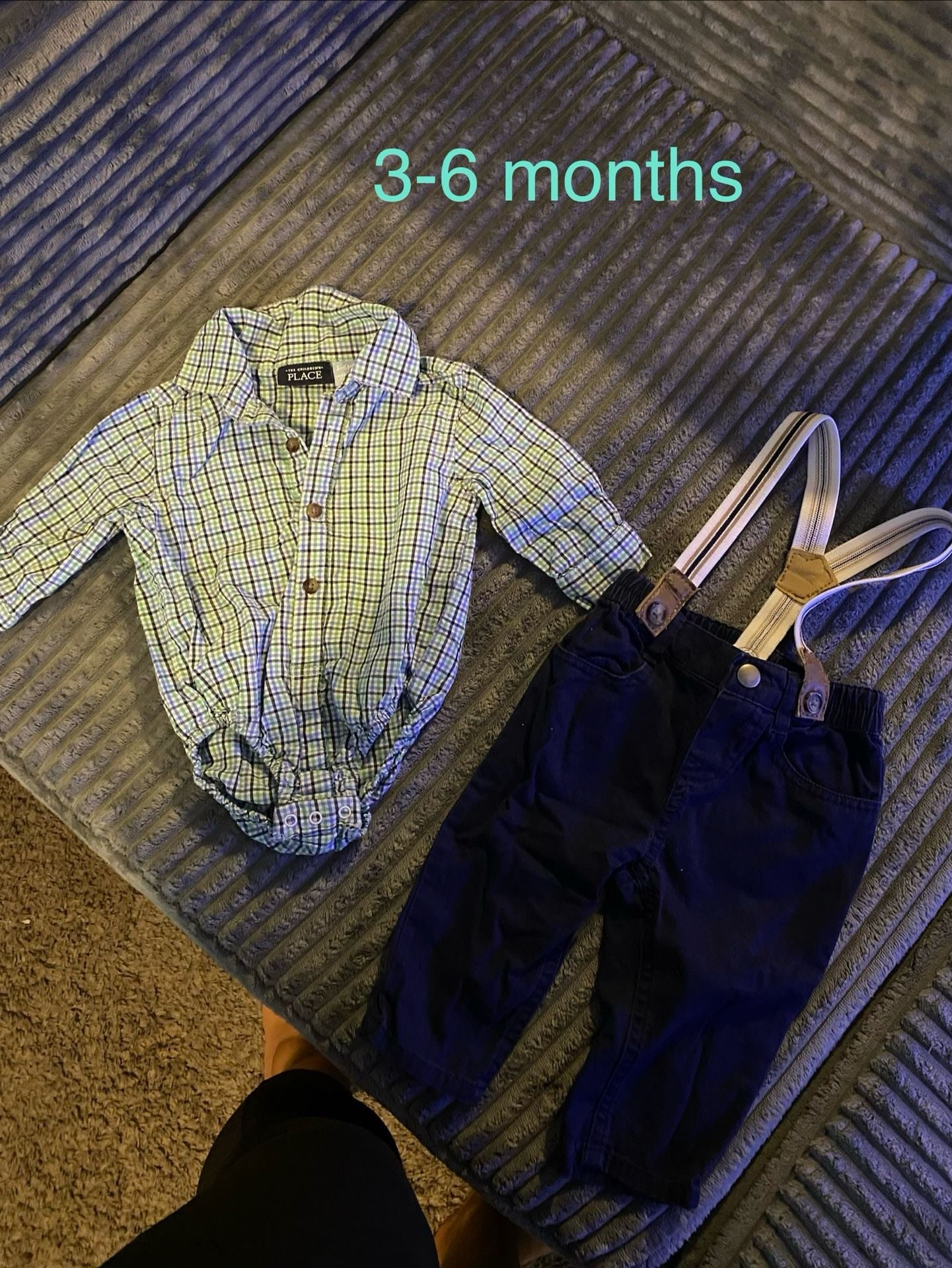 The Children's Place Plaid Bodysuit & Pants Set Size 3-6 Months 1