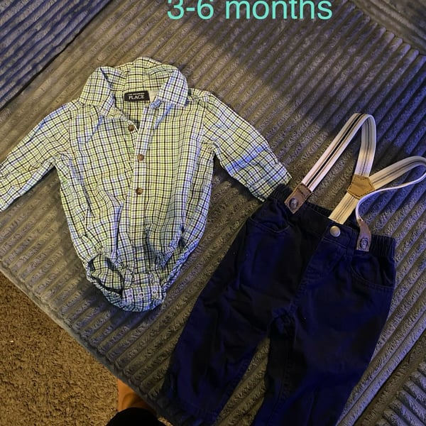 The Children's Place Plaid Bodysuit & Pants Set Size 3-6 Months
