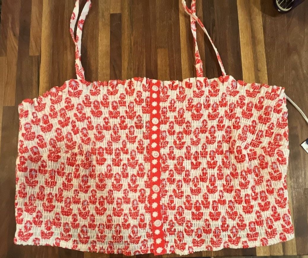 Roller Rabbit Tank Size XXL Red Lavender Floral Smocked 2