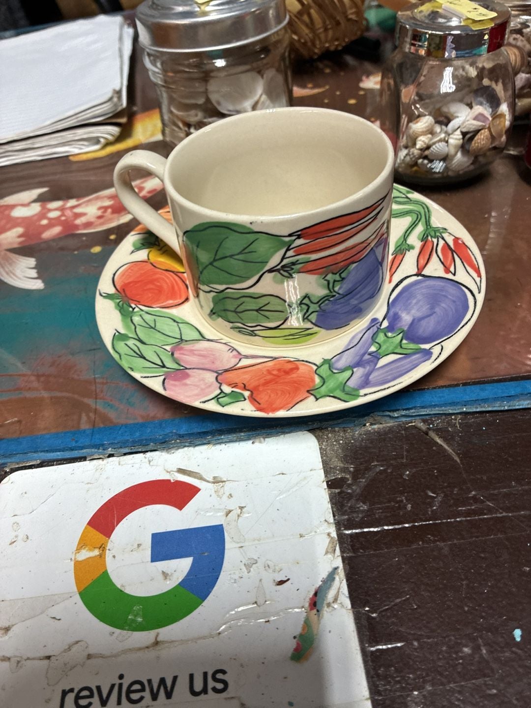 Farberware Bonne Sante Vegetable Teacup and Saucer Hand Painted 4