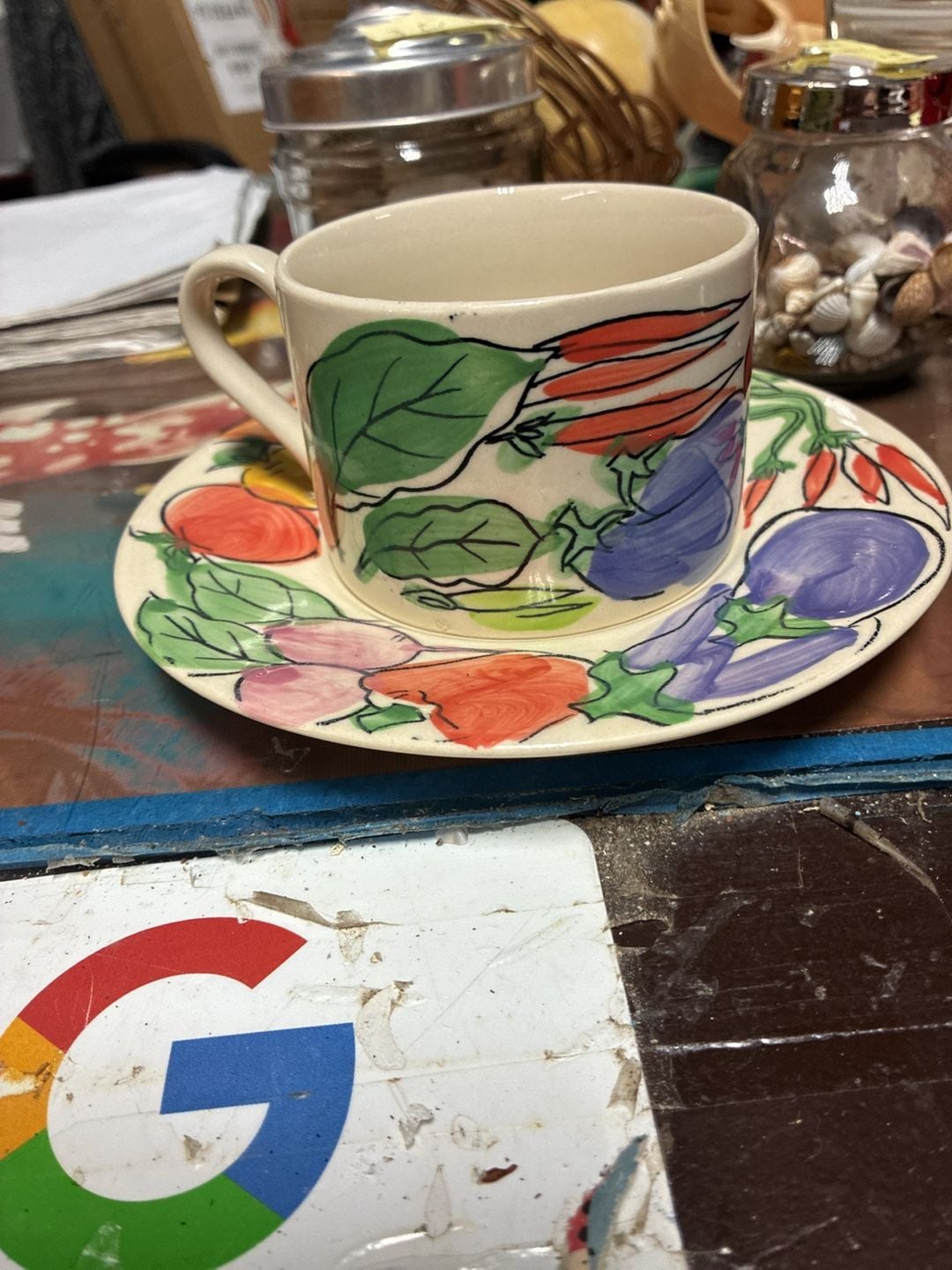 Farberware Bonne Sante Vegetable Teacup and Saucer Hand Painted 5