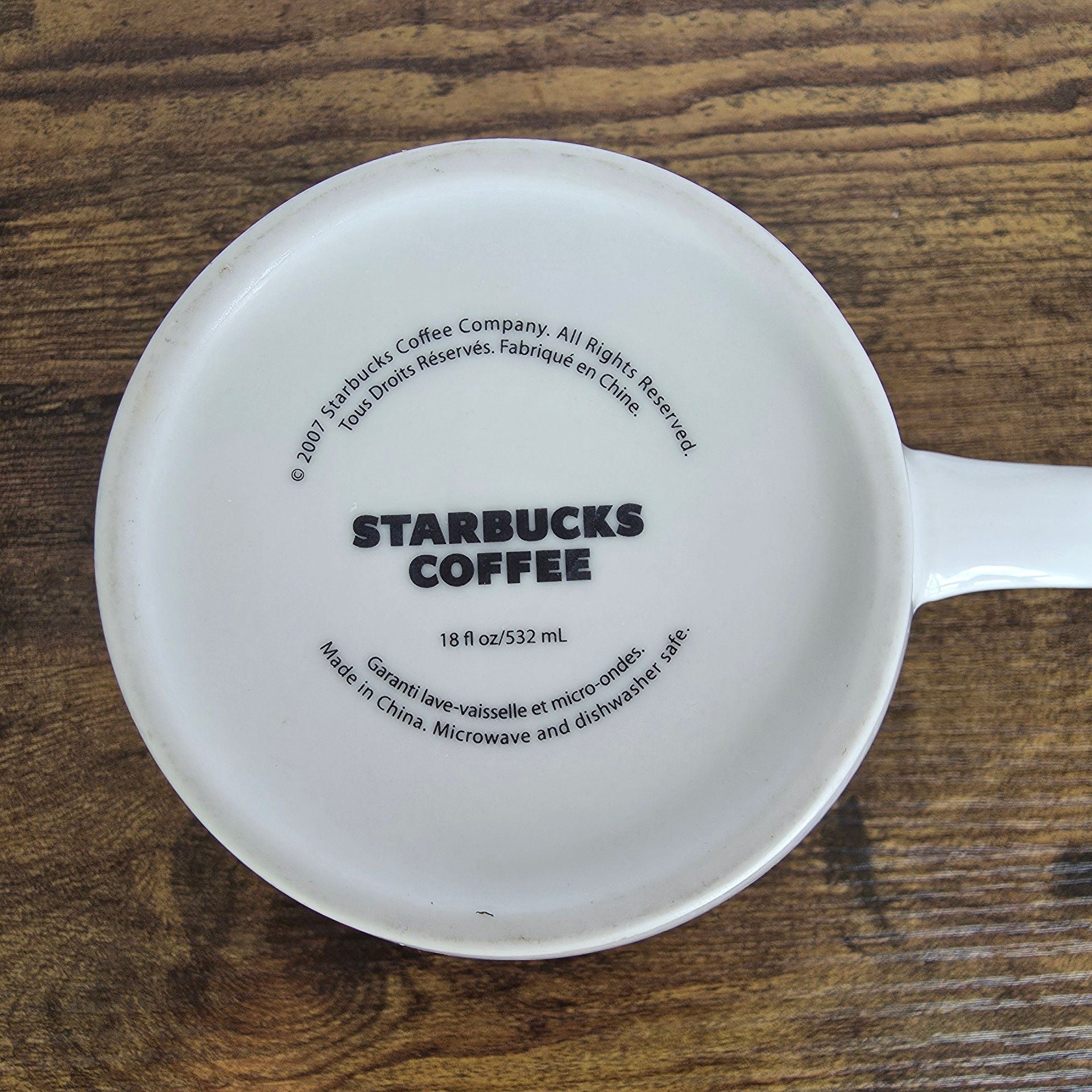 2007 Starbucks Coffee Mug 18 fl oz White Ceramic Estd 1971 2