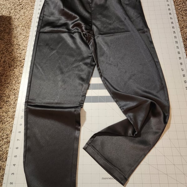 heipeiwa Satin Pants Size L Black 98% Polyester 2% Spandex