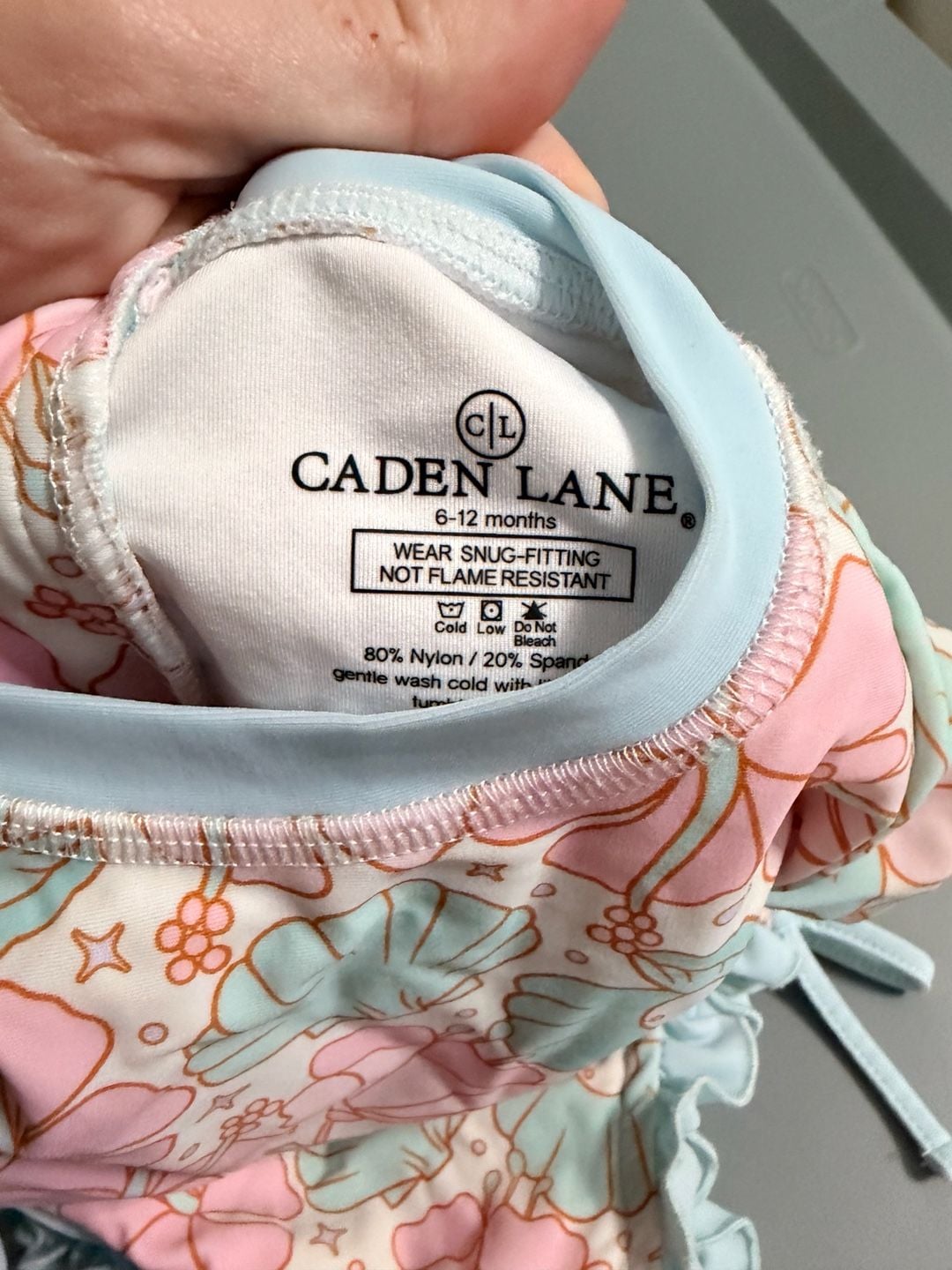 Caden Lane Long Sleeve Rashguard Swimsuit Size 6-12 Months Floral Seashell 3
