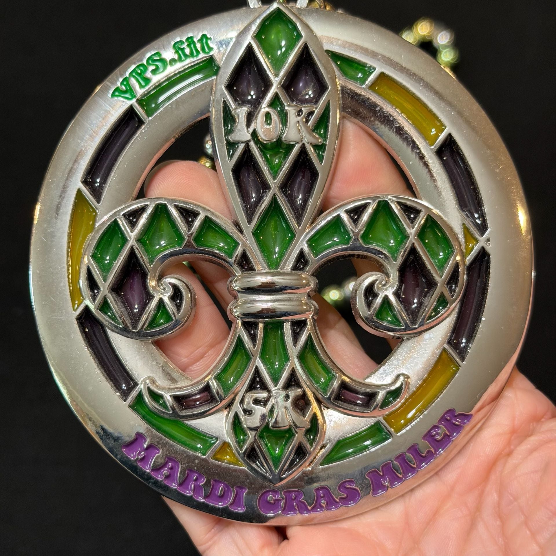 Vps.Fit Mardi Gras Miler Fleur De Lis Medal Necklace 3