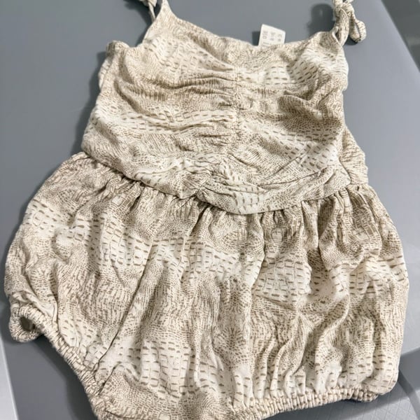 Kate Quinn Romper Size 6-12m Animal Alligator Print Bamboo Tie Strap