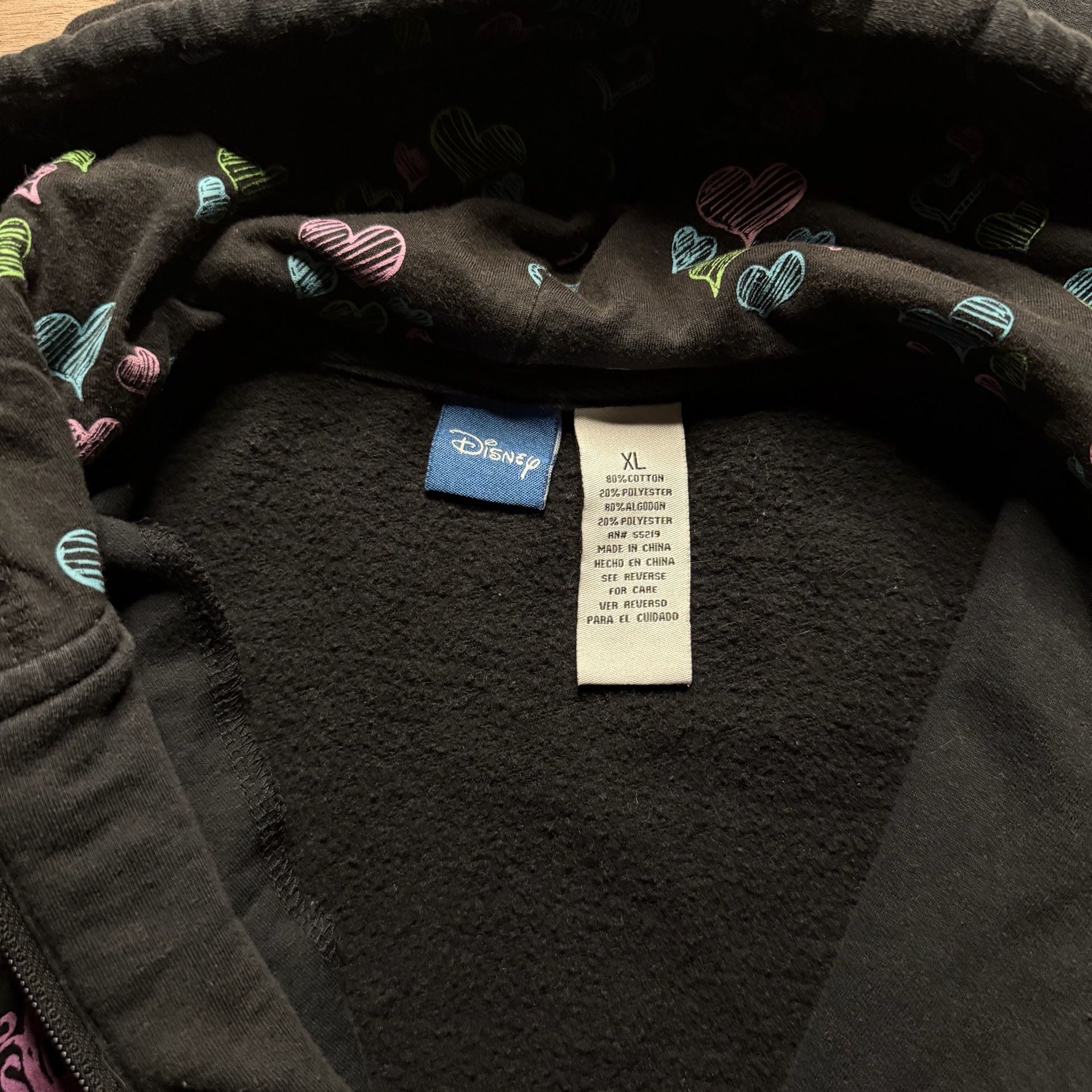 Disney Tinker Bell Zip Up Hoodie Size Youth XL Grunge Black Graphic Fairy 3