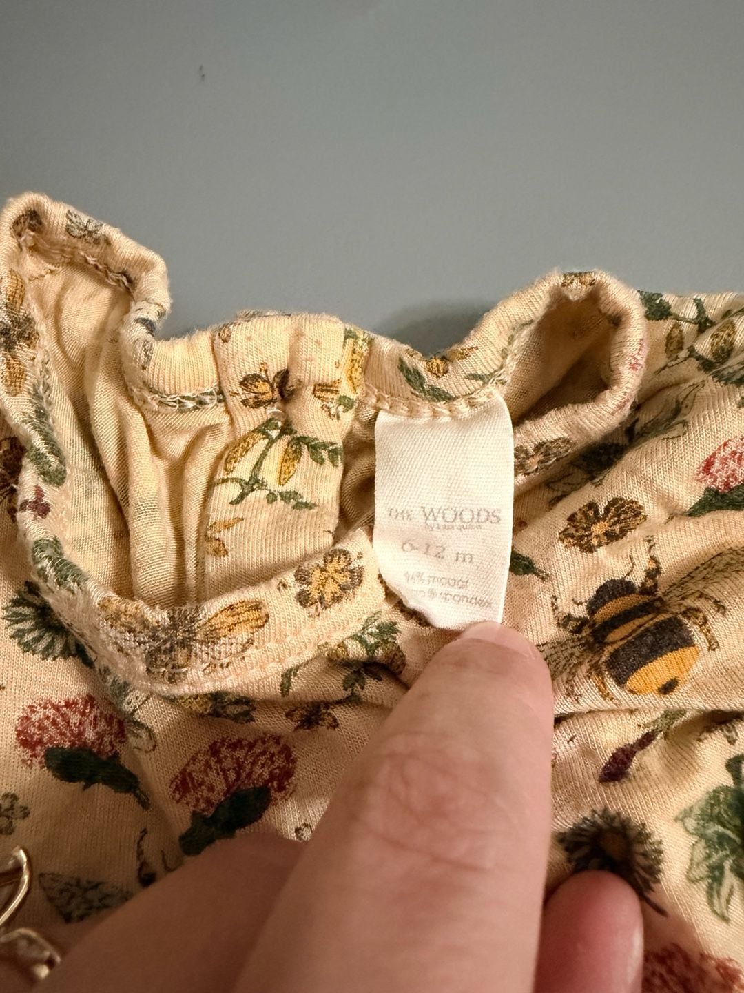 Kate Quinn The Woods Long Sleeve Bow Bubble Romper Size 6-12m Bee Floral Plant 3