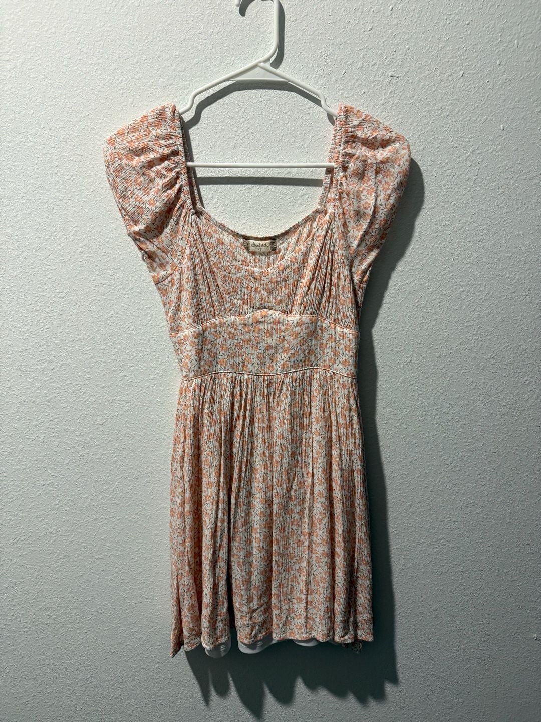 Altar'd State Mini Dress Size XS Pink Floral Puff Sleeve Smocked 2