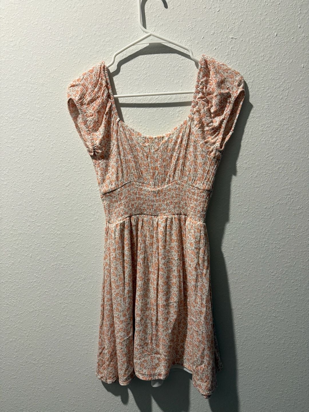 Altar'd State Mini Dress Size XS Pink Floral Puff Sleeve Smocked 3