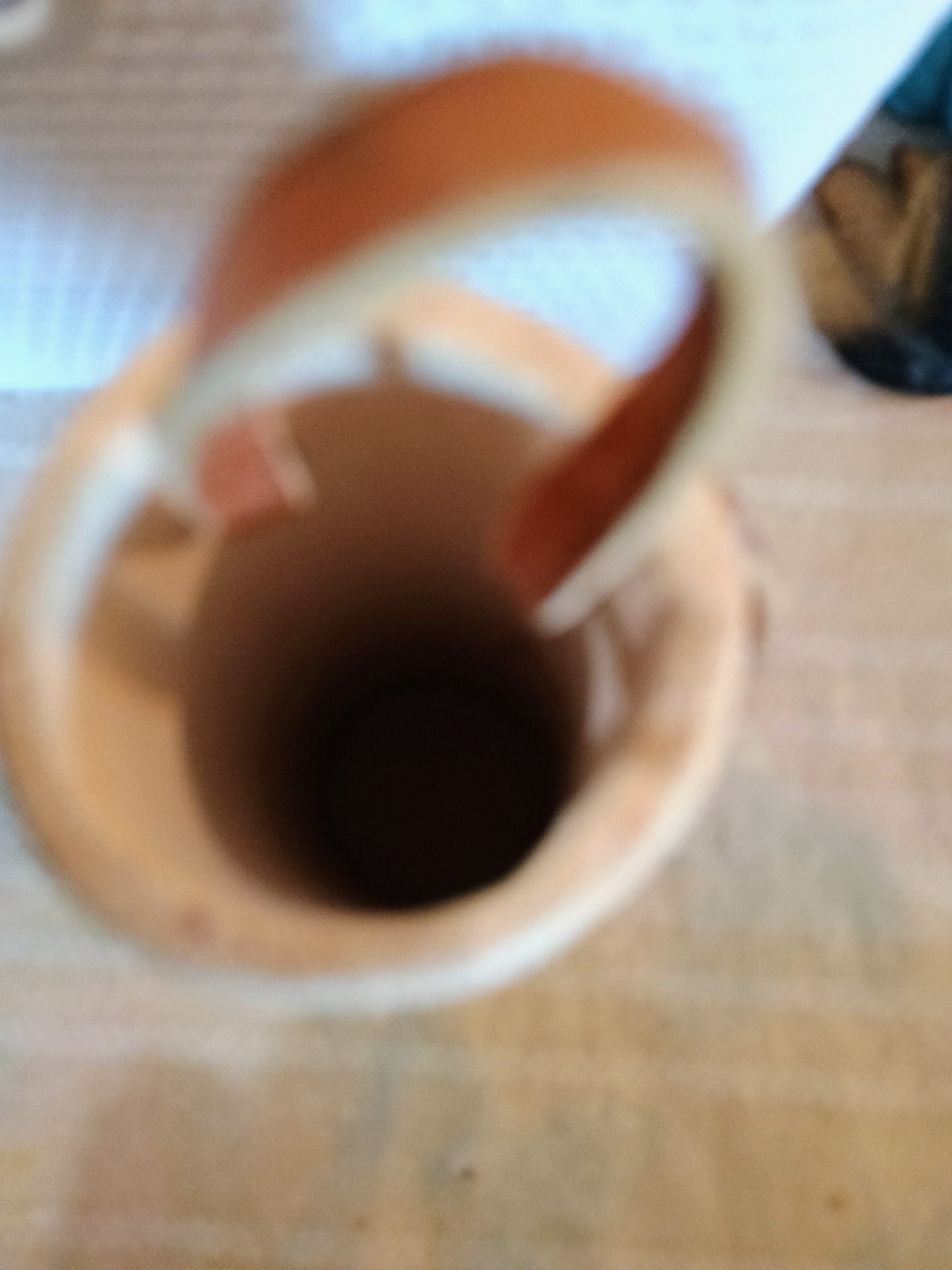 Handmade Studio Pottery Ceramic Vase Leaf Imprint Leather Strap 3