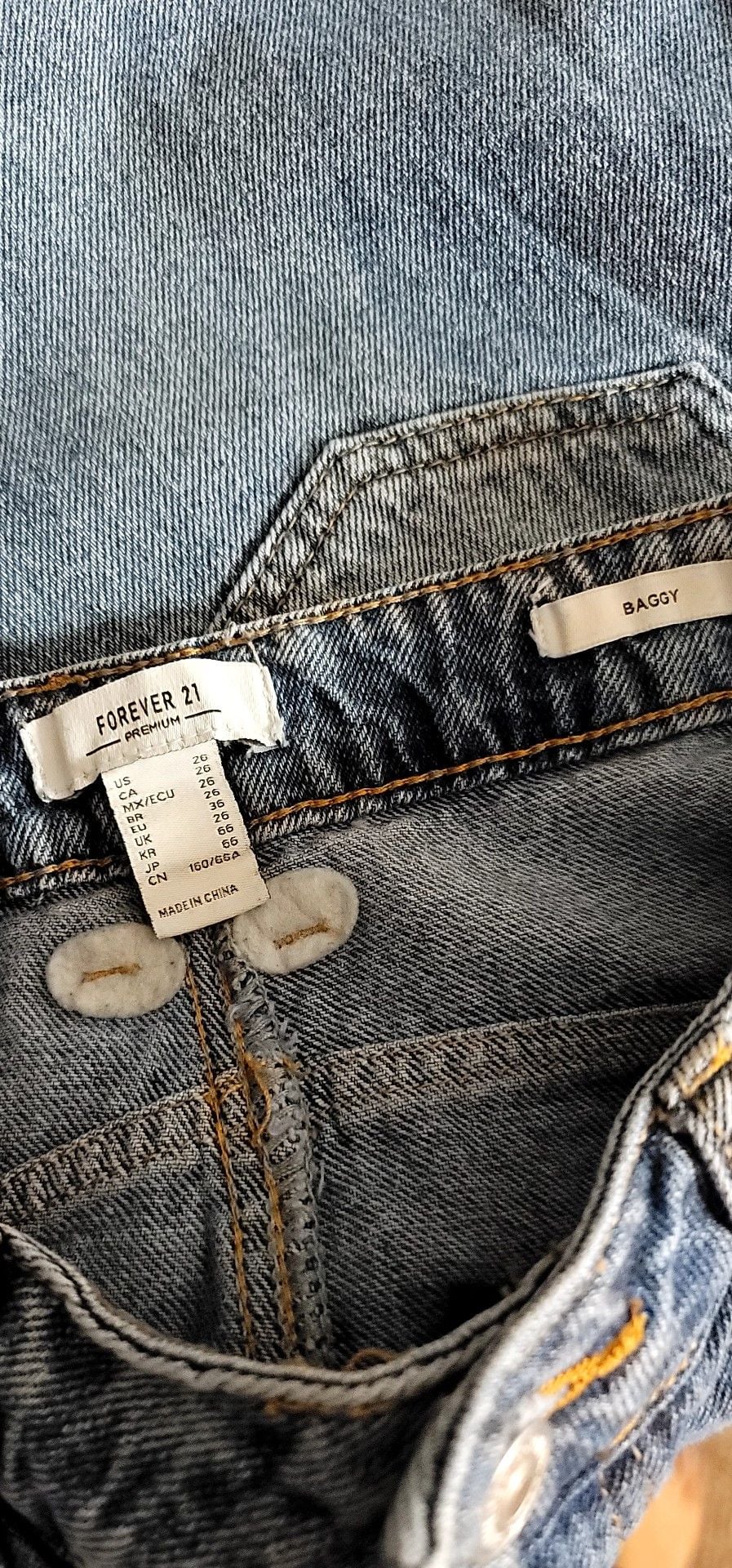 Forever 21 Premium Baggy Jeans Size 26 Blue Heart Print Denim Pants 5