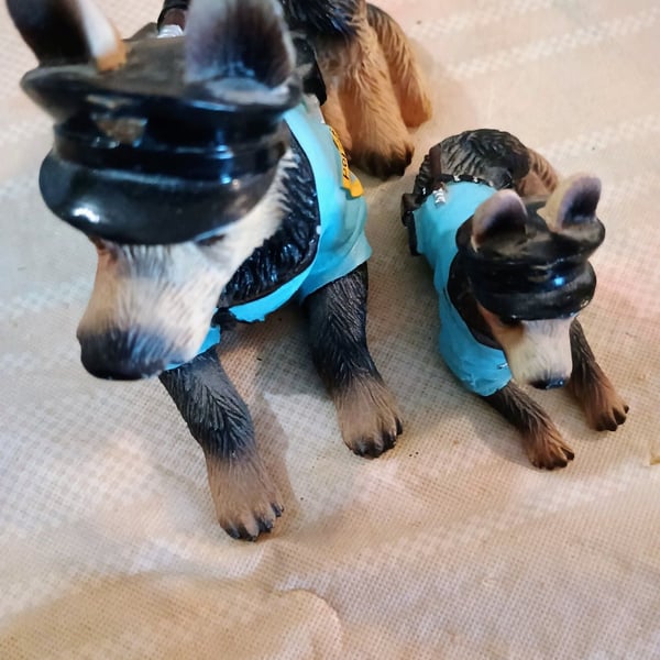 Avery Creations German Shepherd Police Dog Figurine Father And Son