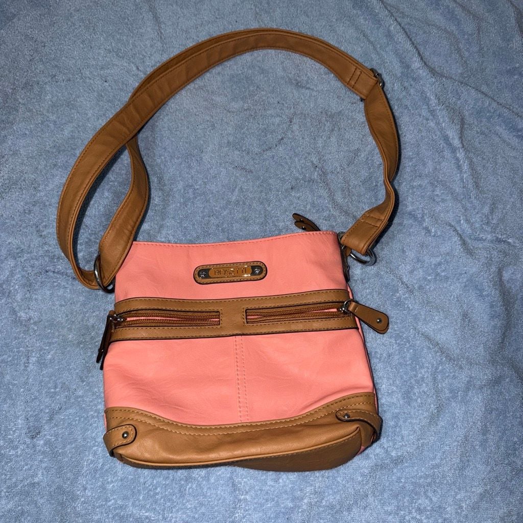Rosetti Crossbody Handbag Salmon Pink and Brown 2