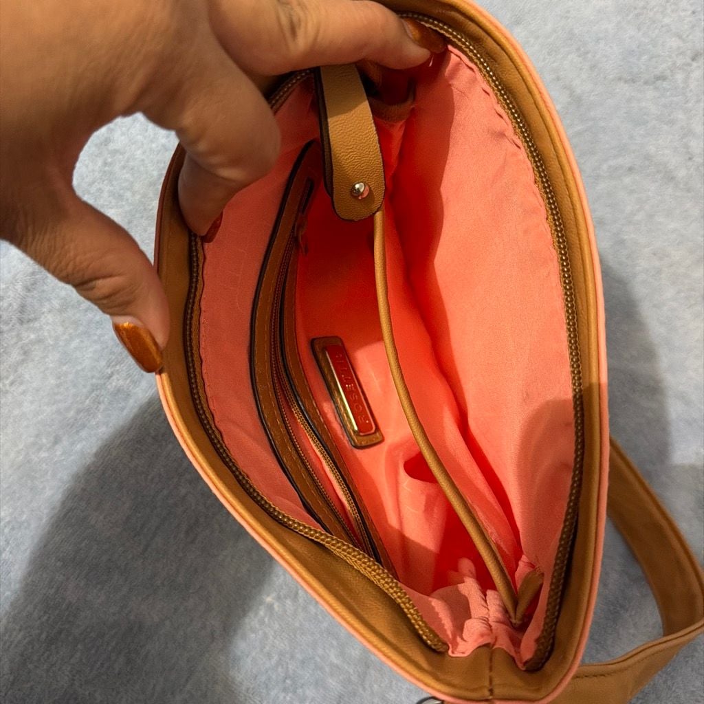 Rosetti Crossbody Handbag Salmon Pink and Brown 5