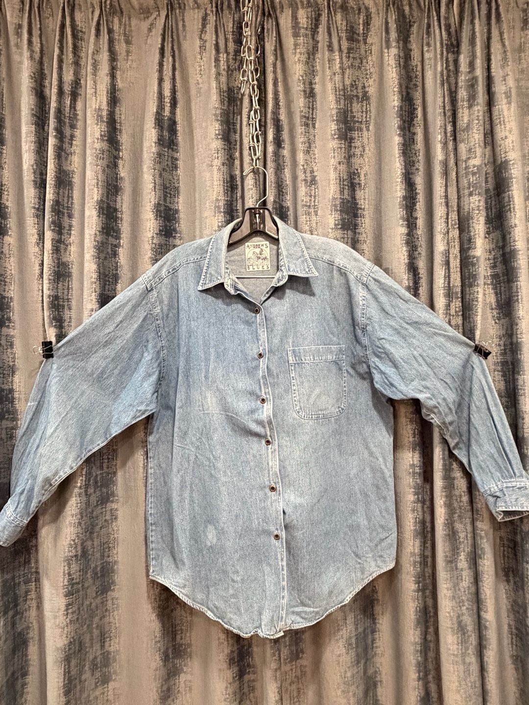 Andrews Blues Vintage Denim Button Up Shirt Size M Blue Cotton 2
